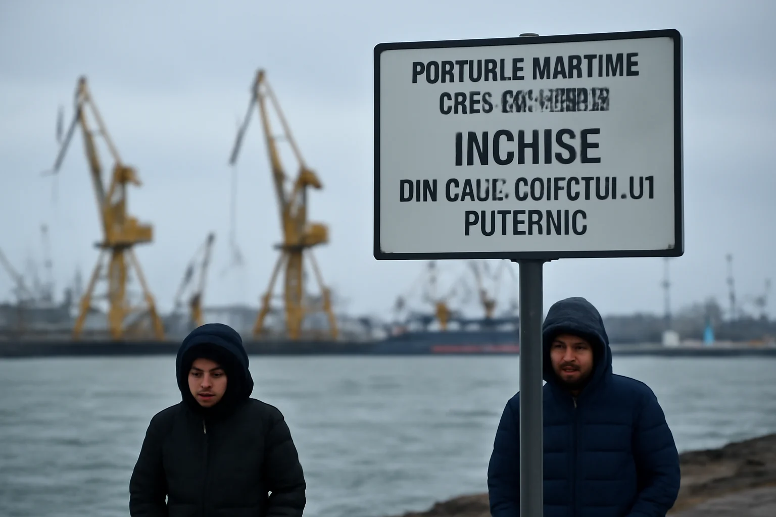 Trafic maritim suspendat în porturile din Constanța din cauza vântului puternic