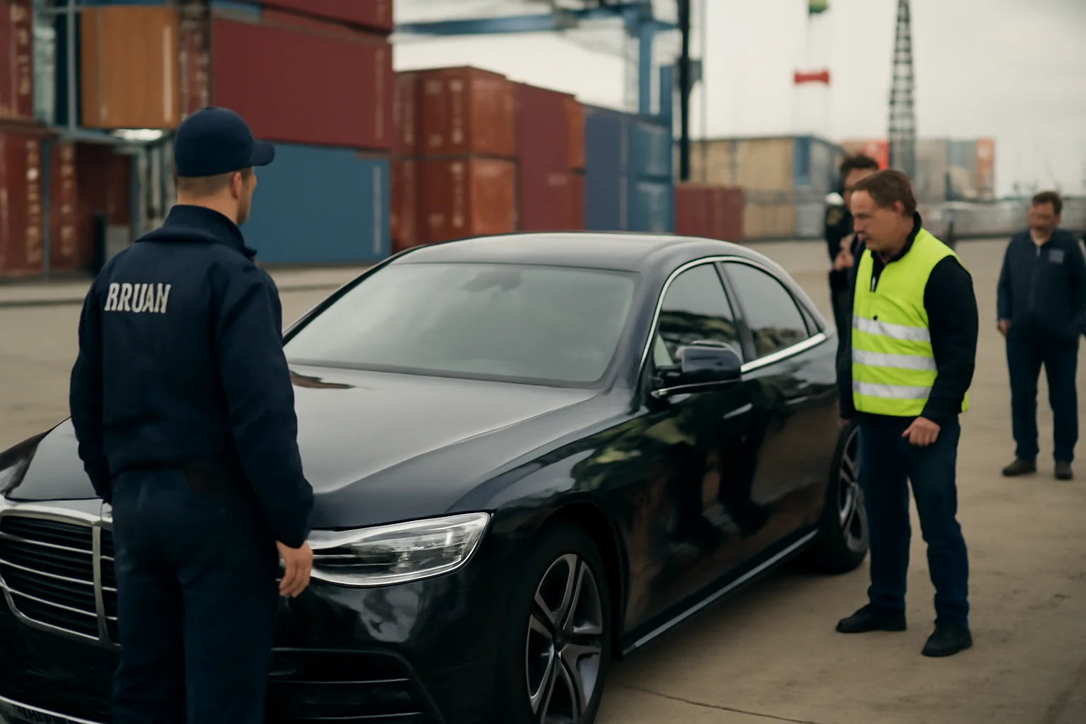 Autoturism de lux oprit în Portul Constanța, suspectat de export ilegal către Georgia