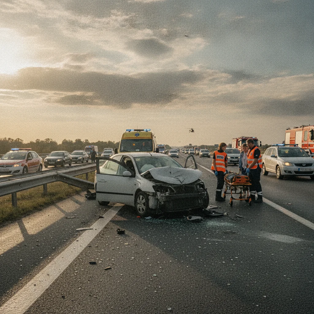 Accident cu 3 mașini pe A2 la Glina: trafic îngreunat spre litoral