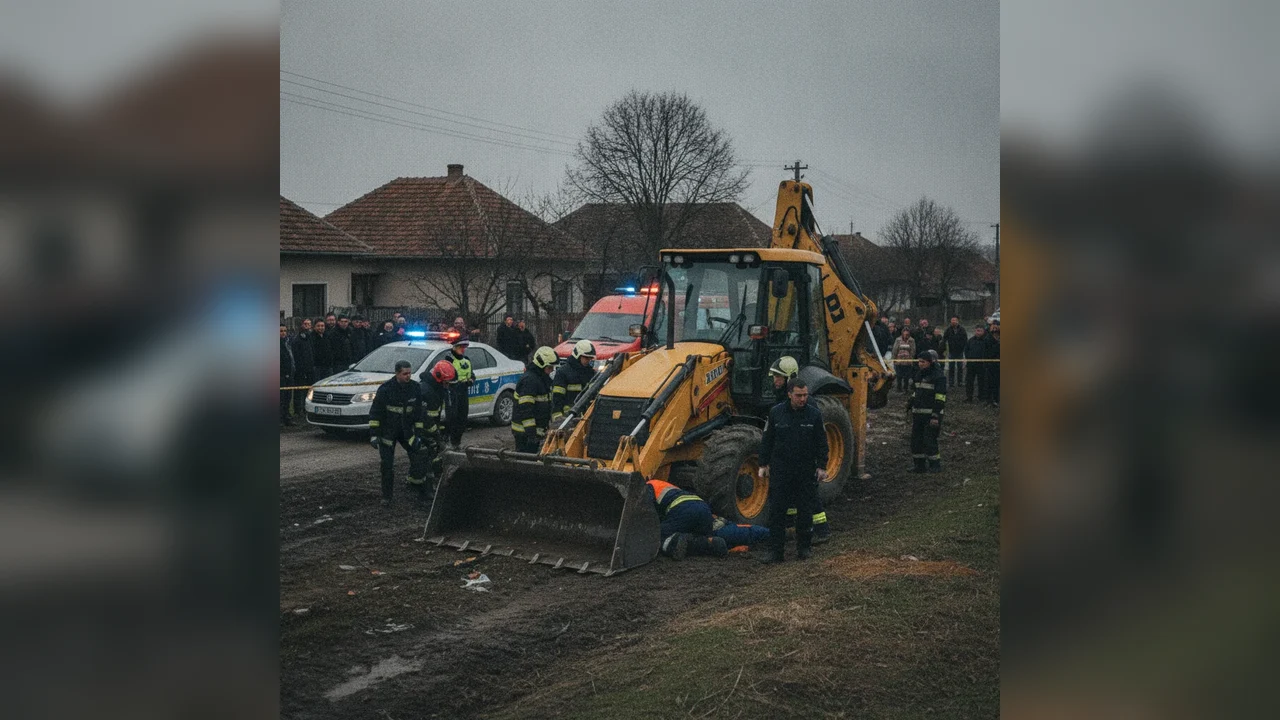 Bărbat decedat după ce un buldoexcavator s-a răsturnat în Nicolae Bălcescu