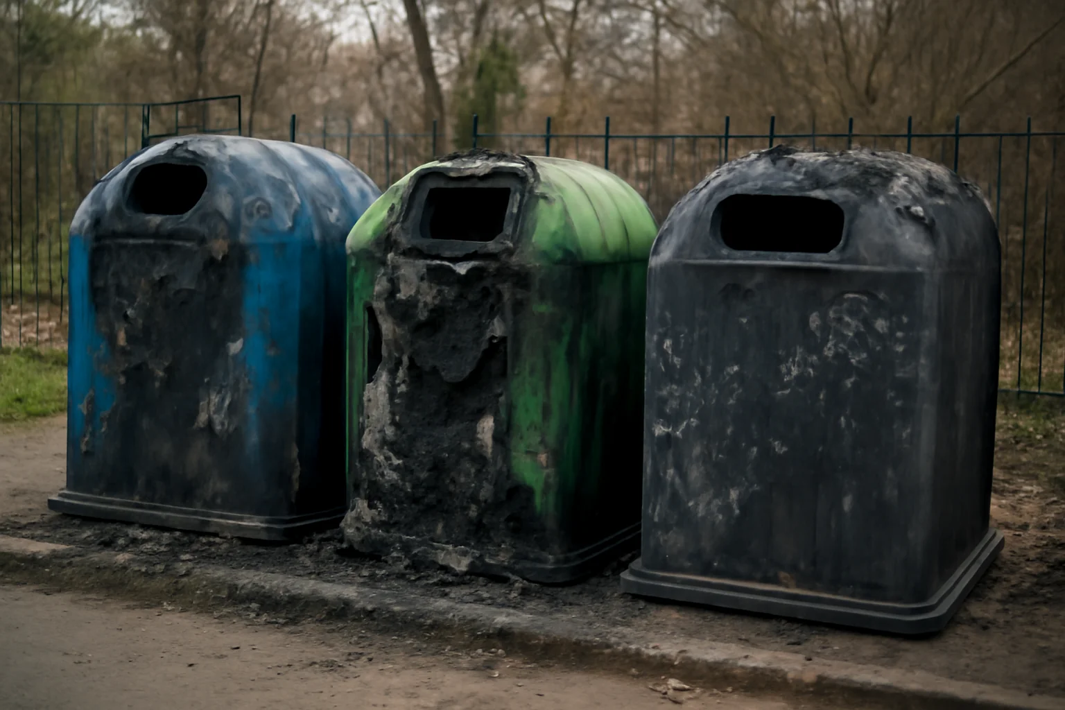 containere reciclabile incendiate și vandalizate. Primăria avertizează cetățenii cu privire la acte de distrugere intenționată!