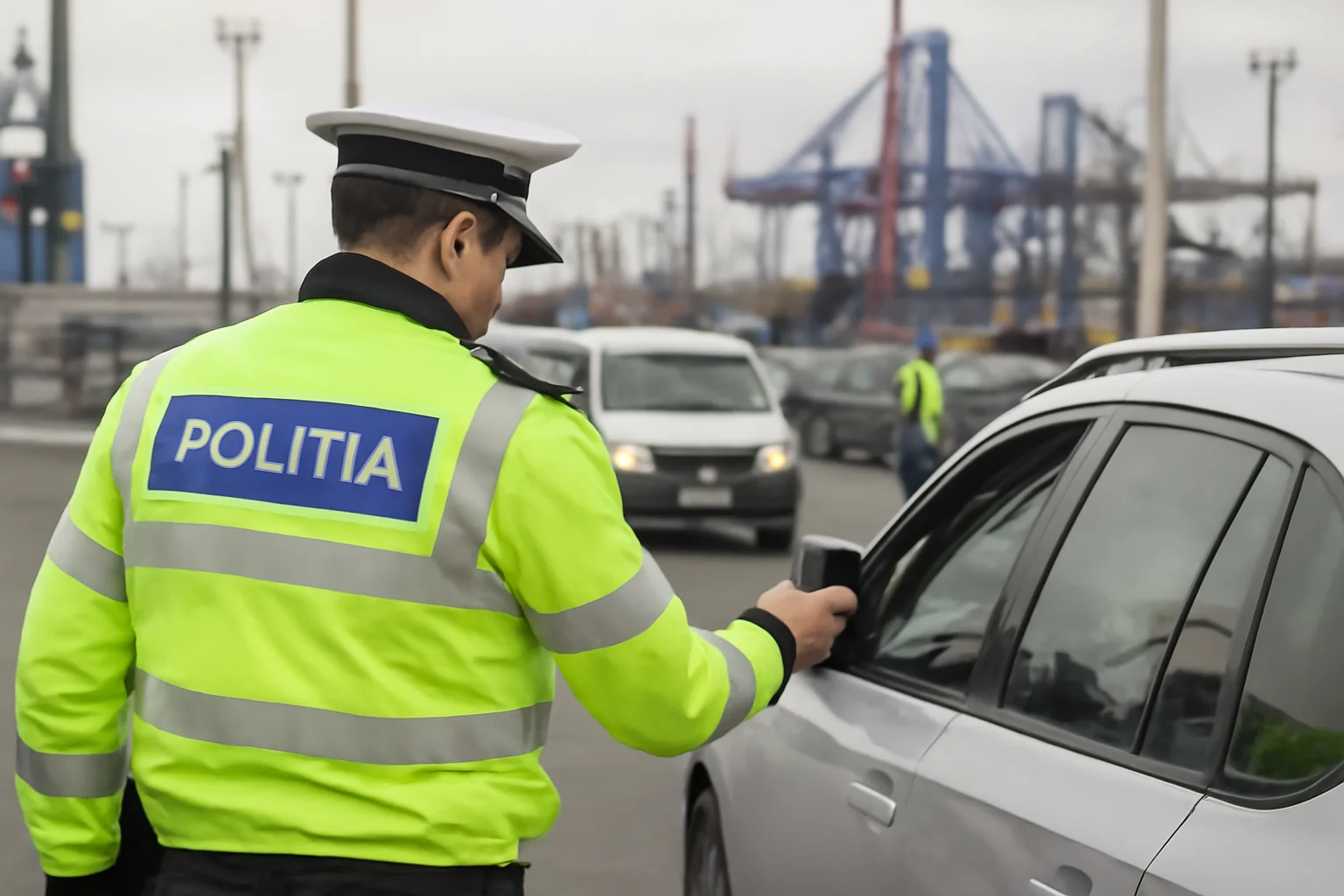 Intervenție a agenților de circulație în zona Portului Constanța, cu numeroase amenzi pentru conducători auto
