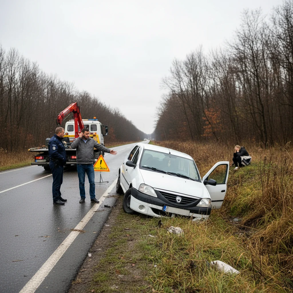 Mașină a ieșit de pe carosabil