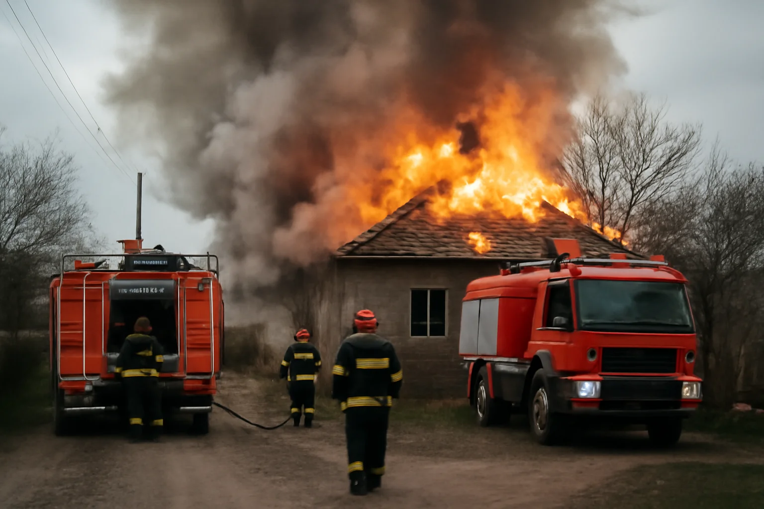 Pompierii acționează cu mai multe autospeciale