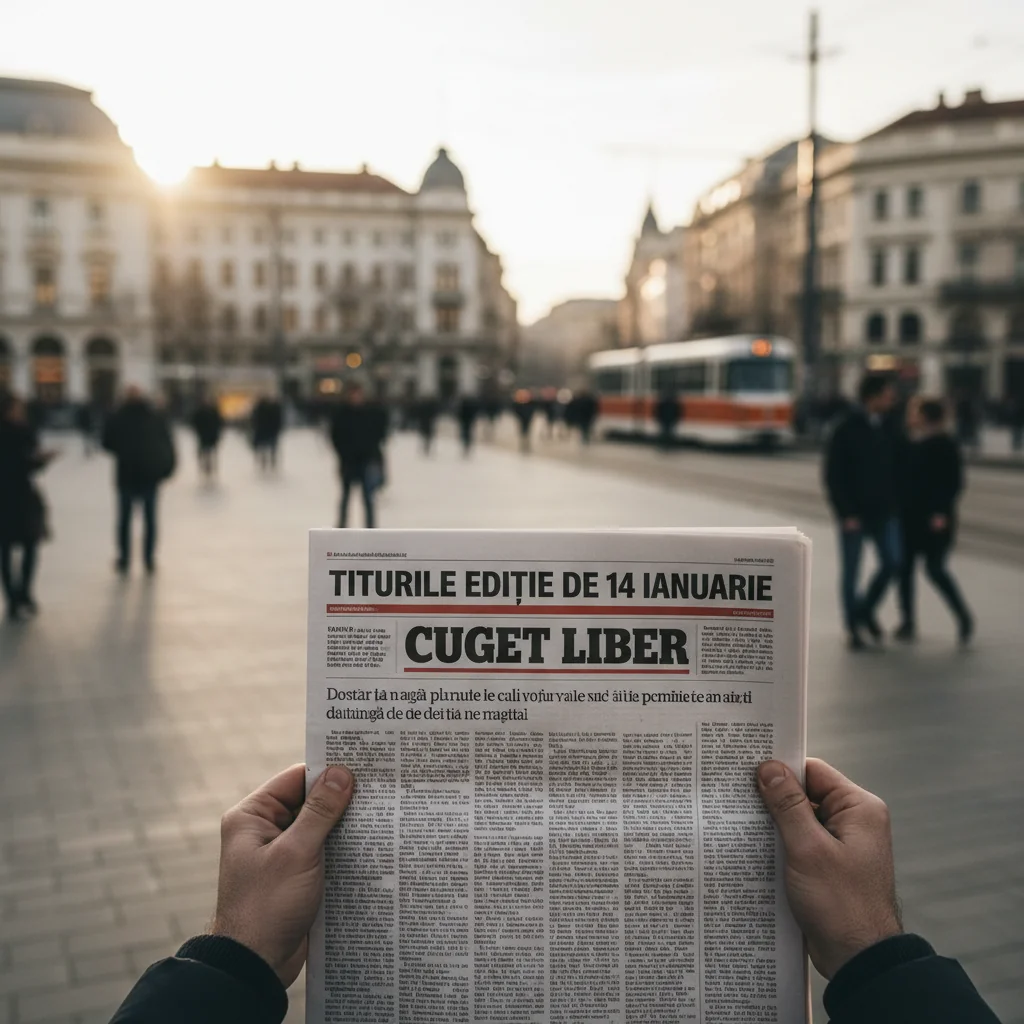 Titlurile ediției din 14 ianuarie ale ziarului „Cuget Liber”, prezentate la Constanța