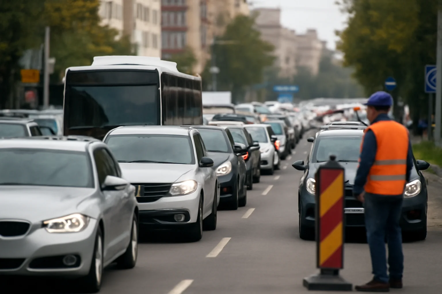 Trafic rutier îngreunat în Constanța pe bulevardul Mamaia, în zona intersecției cu strada Soveja, din cauza unei avarii RAJA