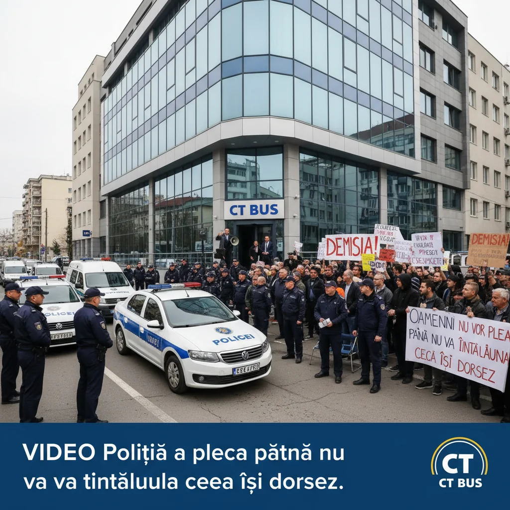 VIDEO Poliția intervine la sediul CT BUS după solicitarea directorului; liderul de sindicat cere demisia și anunță proteste prelungite