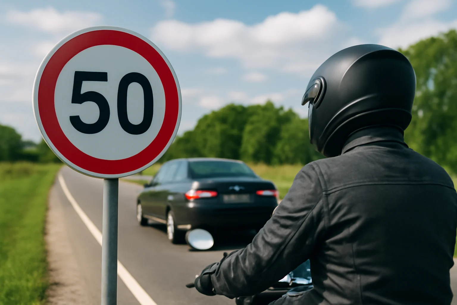 viteză limitată, cască și asigurare RCA, pentru un trafic mai sigur.